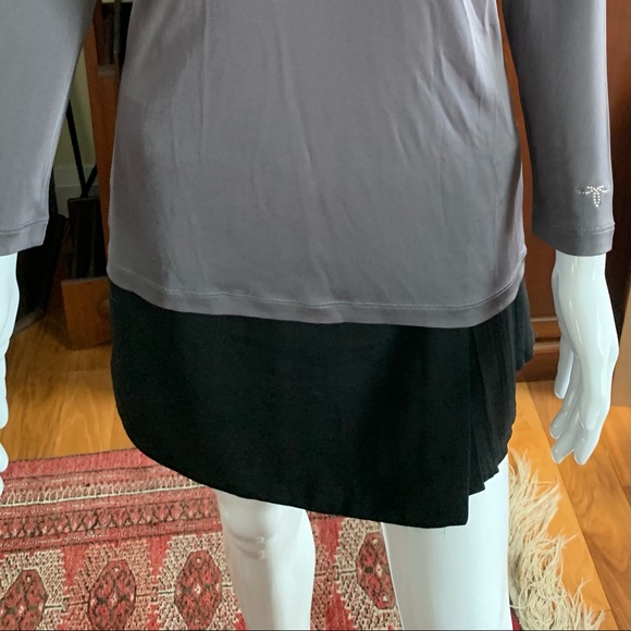 Silk & Cashmere Smokey Gray Woman Top Silk & Viscose blend long sleeves Size L - Picture 8 of 16